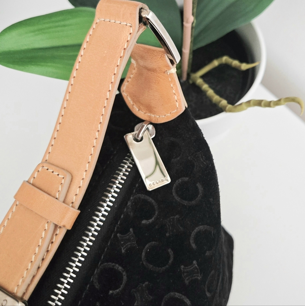 Authentic CELINE Rare Suede Vintage Macadam Bag Clutch Pochette Wallet Purse‎ - Picture 6 of 16